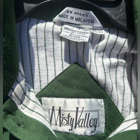 Vintage Misty Valley Long Sleeve Button Down One Size Fits All Green Jacket A-2 - Picture 5 of 5